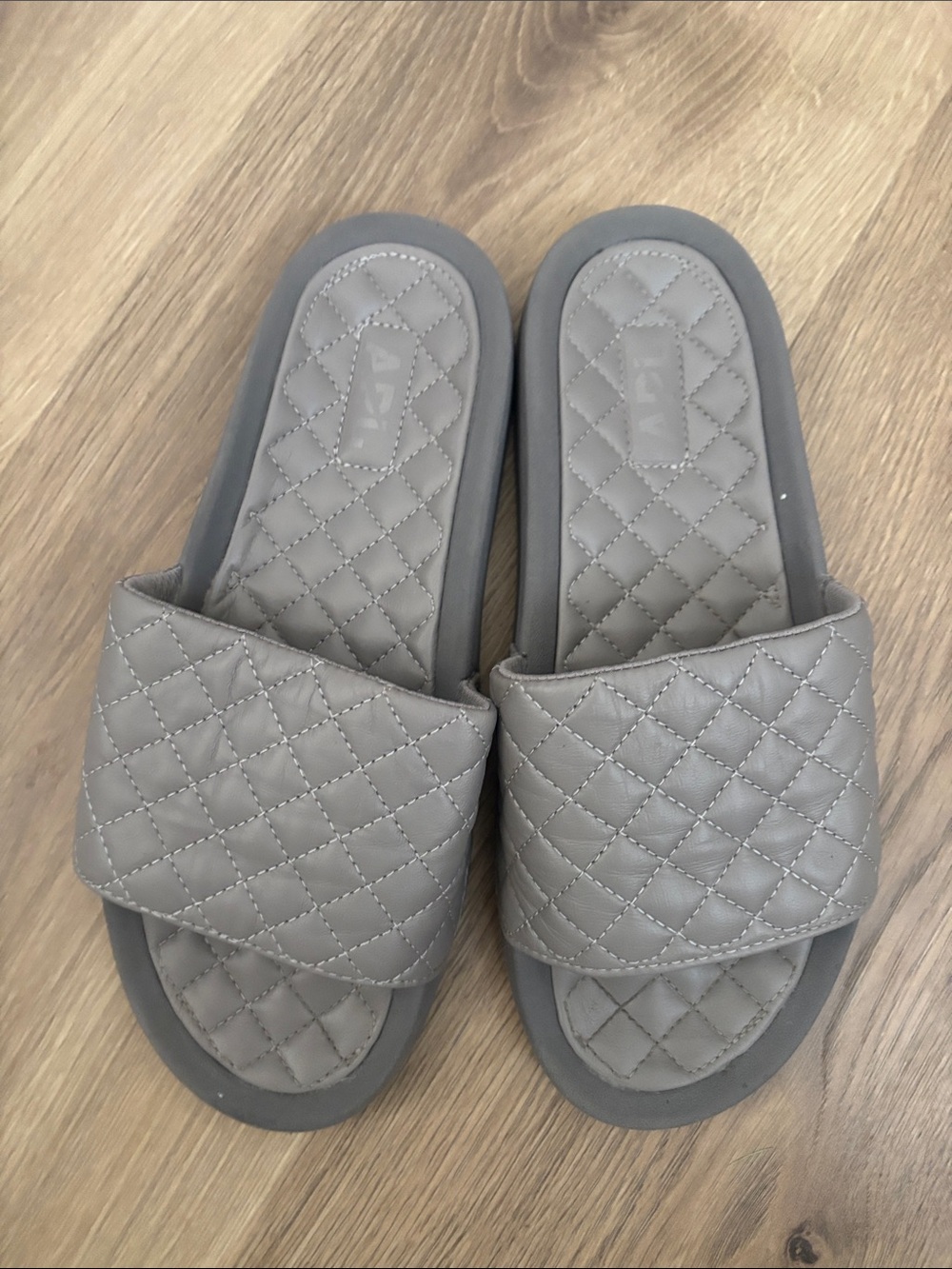 APL Quilted Gray Slide Sandals